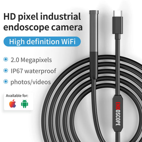 Endoscope Camera With Light 6 LED Lights Nine Point Eight Feet Semi Rigid Snake Cable IP67 Waterproof Borescope for Android iPhone iPad