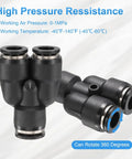 Two Pack Push To Connect Fittings 1/2 In Tube OD To 5/16 In OD Tee Reducer 3 Way Pneumatic Quick Connect Kit For Air Hose Plastic