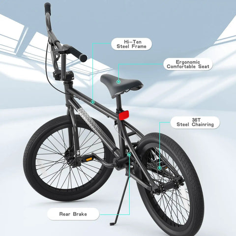 Freestyle BMX Bike 18 Inch And 20 Inch For Kids Boys And Girls Trick Bicycle For Ages 6 To 12 Hi Ten Steel Frame side view