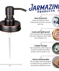 Old School Vintage Oil Rubbed Bronze Mason Jar Soap Dispenser Lids Two Pack For Regular Mouth Jars with features and dimensions