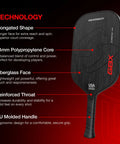 Elongated Pickleball Paddle With Toray T700 Carbon Fiber Face And Hyper Spin Technology Power1 Core 16mm Polypropylene Honeycomb