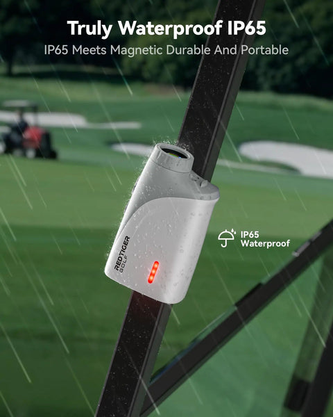 Pocket Size Golf Range Finder With 1200 Yards, Slope Switch, 7X Magnification, IP65 Waterproof on golf course in rain
