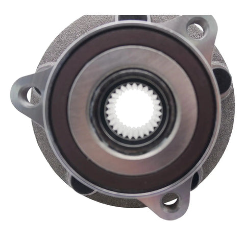Front Wheel Bearing And Hub Assembly For Hyundai Kona Featuring Rock Solid OE Design and smooth rolling axle joint, top view.