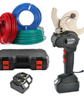 Electric Ratcheting Cable Cutter With Dual Batteries And Cleaning Brush, Heavy-Duty Wire Cutting Tool, cables, and case EC-65M.