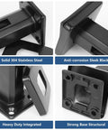 Frameless Glass Railing Spigots 304 Stainless Steel Matte Black Two Pack Fits Ten Millimeter Twelve Millimeter Three Eighths Inch And One Half Inch Glass For Pool Fences And Railings, showcasing solid stainless steel construction.