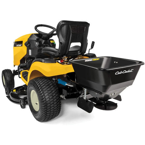 100 Pound Rear Spreader For Fast Attach On XT1 And XT2 Enduro Series Tractors Including GT50 GT54 SLX50 FAB ST54 FAB installed