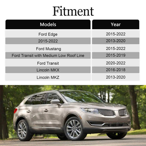 Vehicle models and years for Right Or Left Roof Sun Visor Clip Retainer, shown with an image of a Lincoln MKX SUV.