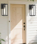 Lit Outdoor Wall Lantern Sconce 13.4 Inch Tall Anti Rust Metal Frame Weatherproof Exterior Light mounted beside door