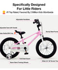 12 Inch Kids Bike For Toddlers Girls Learning Bicycle With Training Wheels Easy Peasy Assembly Safe Handbrake Front Caliper Brakes Ideal Beginner Ride For Ages 3 To 4 Pink showing adjustable handlebar and seat