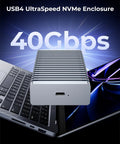 Zero Bottleneck M2 Nvme Enclosure With Slick Aluminum Double Sided Heatsink For Blazing 40Gbps Speeds Compatible With Mac Computers And Windows Featuring One Tb External Drive on a laptop.