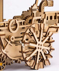 3D Jigsaw Puzzle Construction Set DIY Mechanical Model Build Kit Laser Cut Woodcraft Puzzle Challenge Gift For Adults And Teens Air Vehicle With Dope Clockwork Mechanism For Hands On Building Fun showing detailed gears and wood construction.
