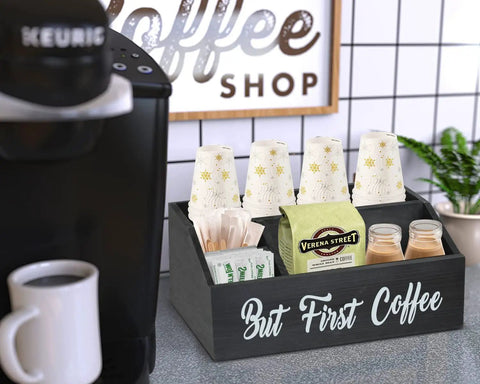 Sturdy Go To Coffee Station Organizer For Countertop And Bar Accessories Pod Holder Storage Bin Basket Farmhouse Kitchen Decor Ideal Gift