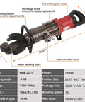 Heavy Duty 1200W Electric Rebar Bender Steel Bar Bending Tool 110V Hydraulic Bender showing a powerful copper motor and rebar bending block.
