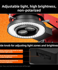 144 LED Ring Light For Microscope And Camera Lens With Four Zone Control Pro Grade Adjustable Brightness Secure Mount And Smooth Even Illumination For Macro Stereo Microscopy And Photography, black ring light with side knob