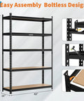 Rock Solid Five Tier Heavy Duty Storage Rack With Thick Mdf Boards And Customizable Spacing For Garage Warehouse And Pantry showing 72x48 inch frame.