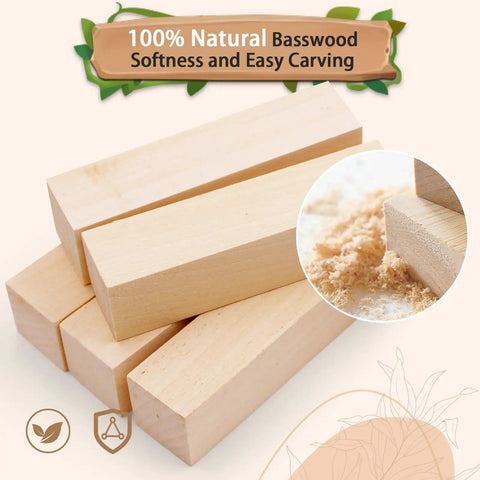 24 Piece Basswood Carving Blocks Kit With 3 Sizes For Whittling And Crafts, Easy To Carve And Paint Wood Blocks