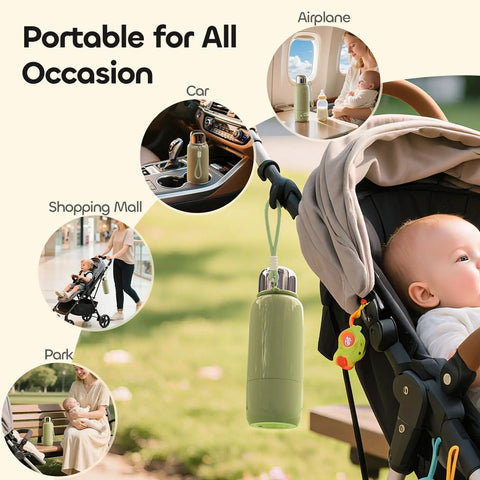 Hit The Road Ready Bottle Warmer For Quick Breast Milk And Formula Heat On The Fly in car, stroller, and airplane settings.