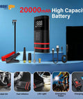 Cordless Portable Tire Inflator Air Compressor For Cars And Trucks Packs A Blistering 20000MAH Rechargeable Auto Pump with accessories.