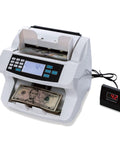 Fast Money Counter With UV MG IR Detection And LCD Display, showing banknotes being counted with external display