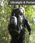 Hiker with backpack carrying UltraLight 11 Ft Hammock Shelter With Net And Rain Fly Tarp Four In One Camping Tent