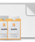 Lens cleaning cloths, 2-pack, white microfiber, K&F CONCEPT, orange-striped packaging (front view)
