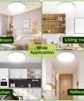 Wide application of 32 Inch Oval Led Flat Panel Light White 38W 3800 Lumens Killer Bright Edge Lit Dimmable Flush Mount in bedroom, kitchen, hallway, and living room.