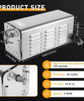 Top Shelf Rotisserie Motor For Electric Grill And Backyard Pit Serving As A Smooth Operator Handling Up To 100 Pounds With Heavy Duty Stainless Steel Build For Quick Upgrade Mods size and specifications.