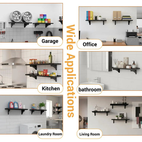 Heavy Duty Garage Wall Shelf Set 2 Pack 1x2 Foot Steel Shelving Racks Holds Up To 100 Lbs Each For Tools Toolbox And Gear Ideal For Workshop Garage And Home Office Organization, wide application collage