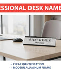 Durable Aluminum 2 By 10 Inch Office Desk Nameplate Sign Holder Matte Black One Pack For 2 By 8 Or 2 By 10 Nameplates Easy To Update.