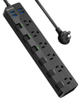 Power Strip With Individual Switches 6 Outlets And 4 USB Ports 900J Surge Protector Flat Plug Mountable 6.5ft Extension Cord