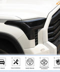 Front Headlight Tint Film Trim For Toyota Tundra 2022 2023 2024 2025 2026 Dope TPU Precut Decals Black Front Lamp Panel Overlay Exterior Part Kit Two Pack Easy Install shown on vehicle headlight.