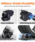 Upgraded NACS to CCS Adapter With 500A 1000V Fast Charge For Tesla Supercharging Your CCS Electric Vehicle Lock It Down For Ford Mustang Mach-E F-150 Lightning Rivian R1T R1S GM EVs Hella Solid Build, showcasing military-grade durability.