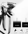 Powerhouse 750W Airless Paint Sprayer Kit detail showing 180° reversible tip for precision spraying and less overspray.