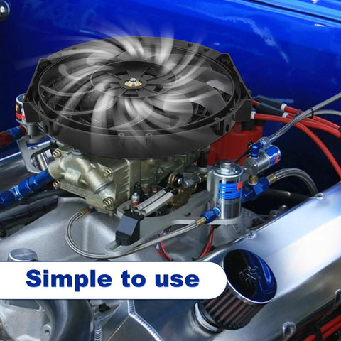 Slick 14 Inch Electric Radiator Cooling Fan Mount Kit With Beefy Brackets And Secure Tie Straps For Your Rig That Takes Out Summer Heat Like A Champion installed on engine components.