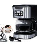 Programmable 12 Cup Coffee Maker With Keep Warm Function, Fully Automatic Drip Coffee Machine, Stainless Steel Finish, Black
