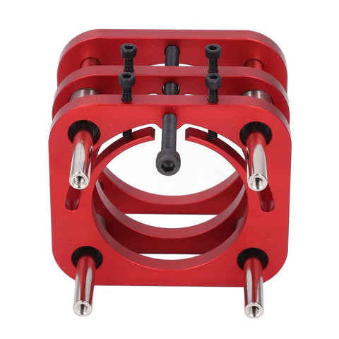 Rock Solid Router Base With Aluminum Alloy Frame And Stainless Steel 4 Jaw Clamping System Lifting Router Table Base With 51mm Stroke For Woodworking Trimming And Carving Machines Precision Easy Setup red aluminum router lift base with 4-claw clamps