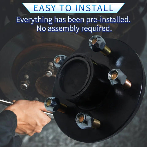 Trailer Hub Kit, 5 Lug 4.5 Inch Bolt Pattern, Fits 1-1/16 To 1-3/8 Inch Axles, 3500 Lb Ez-Lube Tapered Axle installation