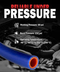 Thickened Silicone Heater Hose Kit With Five Clamps For Engine Coolant and Radiator Vacuum Lines in front of car engine bay.