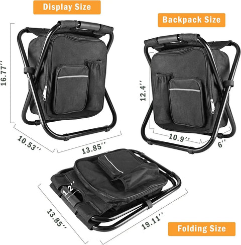 Backpack Stool Chair With Cooler All In One Heavy Duty Folding Seat For Camping And Fishing 300 Lb Max Load Portable Sizes
