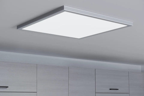 24 Inch Smart LED Flat Panel Ceiling Light Direct Wire In Brushed Nickel, 4000 Lumens, Wi Fi Ready, Bluetooth Capable, No Hub Needed
