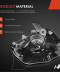 Front Left Steering Knuckle And Wheel Bearing Hub Assembly For Toyota Highlander 2004 2005 2006 2007 Driver Side AWD V6 3.3L And 2.4L Models Direct Fit High Quality Replacement in cast iron steel with highlighted features.
