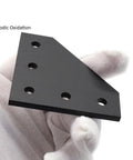 Close-up of a black anodized L shape joint plate for 8 Sets 2020 Aluminum T Slot Corner Brackets For 20 By 20 20mm Extrusion