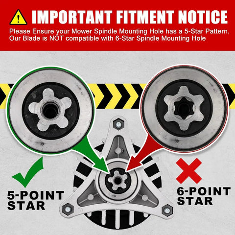 Mulching Blades For Craftsman 42 Inch Riding Lawn Mower LT1000 LT2000 5 Point Star Mounting Pattern Replacement 422719 134149 Fits 42 Deck