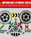 Diagram comparing 5-point and 6-point star mounting patterns for Craftsman 42 Inch Mower Mulching Blades Replacement For LT1000 LT2000 T110 42 Deck Zero Turn Riding Mower With Five Point Star Mounting Pattern 532138971 138498.