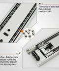 Close-up of Full Extension Ball Bearing Drawer Slides Set For Kitchen Cabinets And File Cabinets Beefy Heavy Duty Side Mount Rails