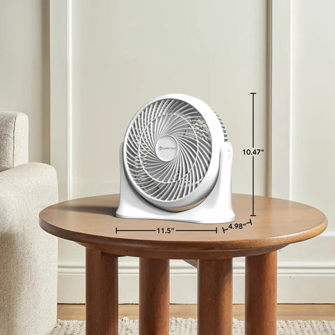 11 Inch Desk Fan With Three Speed Settings Dead Quiet Personal Air Circulator Bringing No Fuss Ninety Degree Tilt Adjustable Handle And Cool Breeze For Bedroom Office Or Sleeping Area White