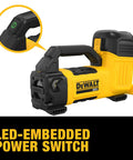 Top Shelf 20V Max Transfer Pump Kit with LED-embedded power switch, designed for smooth HVAC and refrigerant flow.