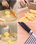 4-piece stainless steel crinkle and vegetable cutter set by Amazon, multicolor