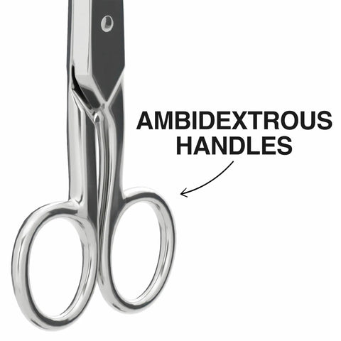 Electrician Scissors With Stripping Notches Nickel Plated 5.25 Inch Snips ambidextrous handles close-up
