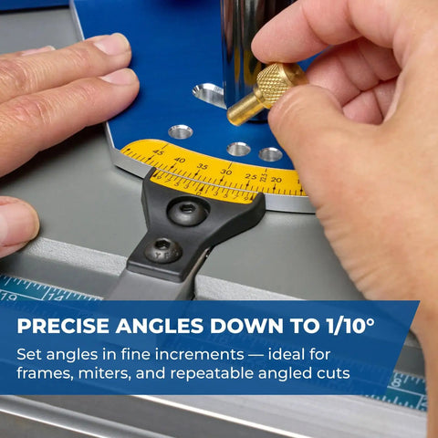 Premium Table Saw Miter Gauge Kit Featuring An Adjustable Fence For Dead On Angles And Crisp Woodworking Cuts That Shoot Straight Every Time for precise angle adjustment.